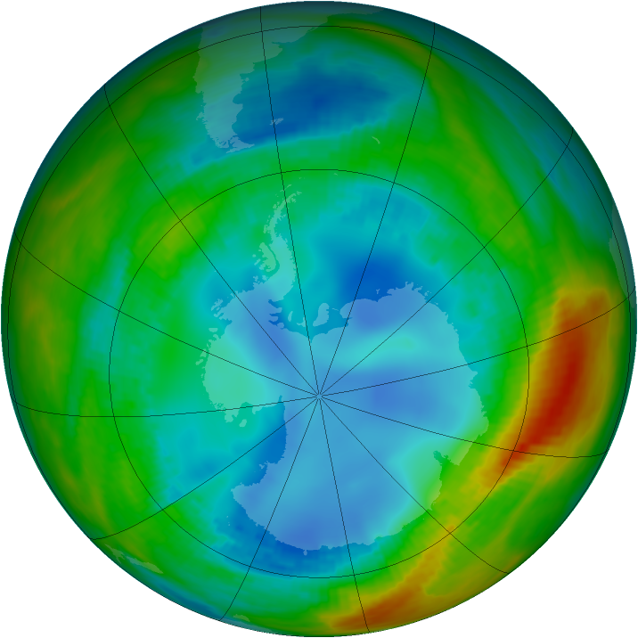 Antarctic ozone map for 03 August 1991